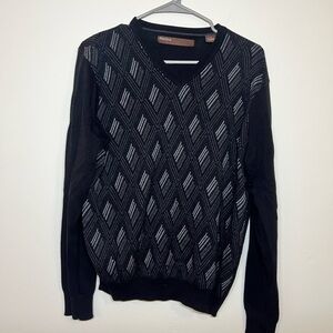 Perry Ellis Black and Gray V-Neck Sweater